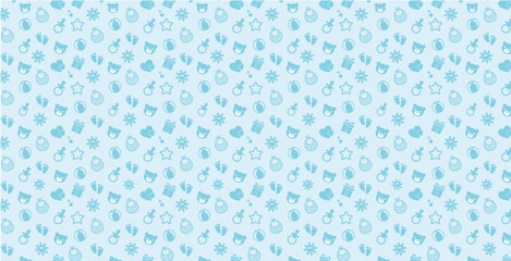 Blue baby boy pattern Simple & Sweet Background vol.12 - obrazy, fototapety, plakaty