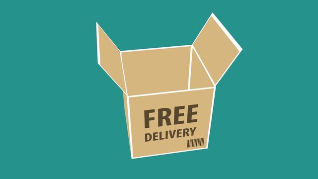 Open box package free delivery service. Available in 4K FullHD and HD video 3D render footage. Animation for yours presentation.
