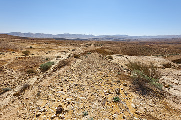 Rocky hills of the Negev Desert in Israel.
