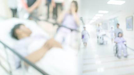 defocused of patient sleeping on hospital bed. blurred background