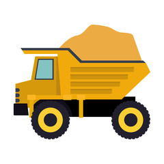 dump truck with load in colorful silhouette