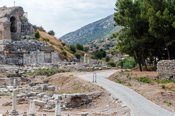 Fototapeta na wymiar High Resolution panoramic view of Ephesus historical ancient city, in Selcuk,Izmir,Turkey:20 August 2017