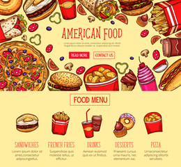 Fast food vector menu poster fastfood restaurant
