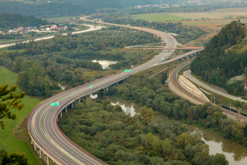 evening highway, district Povazie, Slovakia