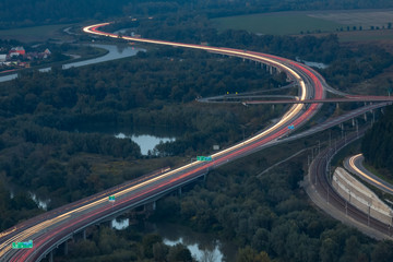 night highway, district Povazie, Slovakia
