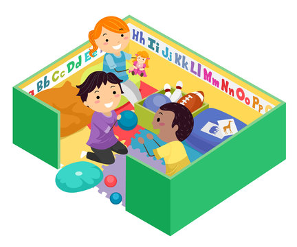 recommend clip art: Stickman Kids Play Pen Toys Illustration