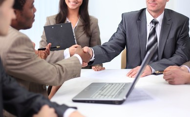 Fototapeta premium handshake business partners at a business meeting