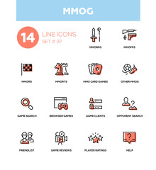 MMOG - modern vector single line icons set