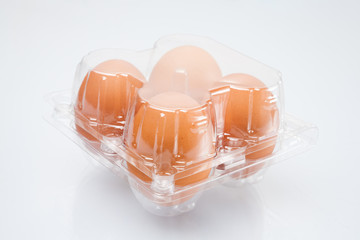 Close up of four egg isolated
