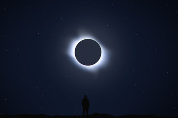 Man watching total eclipse