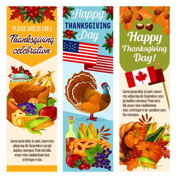 Thanksgiving day vector Canadian banners
