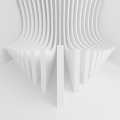 Fototapeta premium Futuristic Interior Background. White Abstract Living Room Concept. Minimalistic Graphic Design