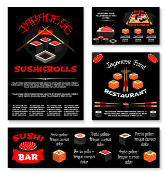 Vector templates for Japanese sushi restaurant