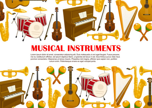 Vector music poster of musical instruments
