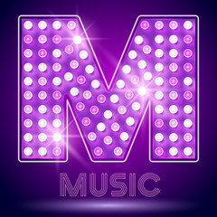 Fototapeta premium Vector chic light up Alphabet set. Luxury Graphic Font. Letter M