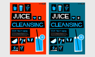 Juice Cleansing (Flat Style Vector Illustration Health Diet Poster Design)