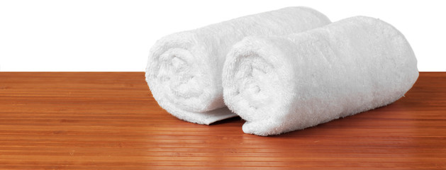 white spa towels on the table