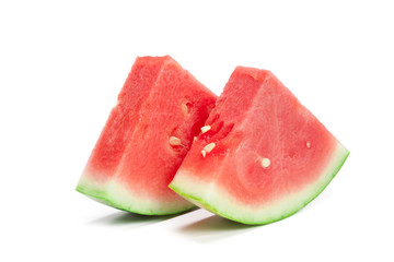 Slice of watermelon on white background