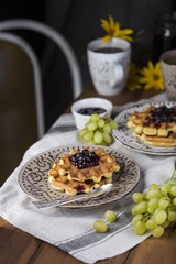 Breakfast with Belgian waffles
