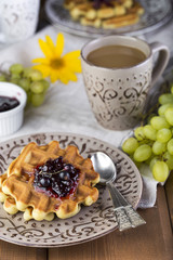 Breakfast with Belgian waffles