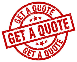 get a quote round red grunge stamp