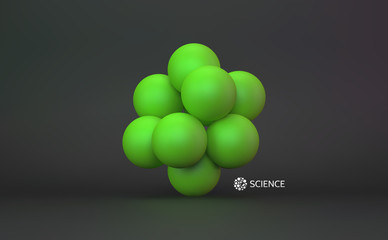 Abstract molecular structure with particles. Scientific background. Connection structure. 3D vector illustration for design.