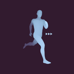 3d Running Man. Design for Sport, Business, Science and Technology. Vector Illustration. Human Body.