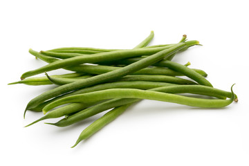 Green beans isolated on a white background.
