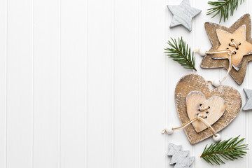 Vintage Christmas background with Christmas decoration.