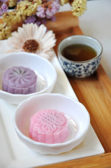 Snow Skin Mooncake with Cup of Tea