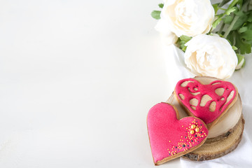 Heart cookie. St. Valentine's Day, Wedding. Bright white background.