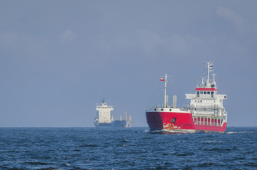 MERCHANT VESSEL - Two cargo ships at sea © Wojciech Wrzesień