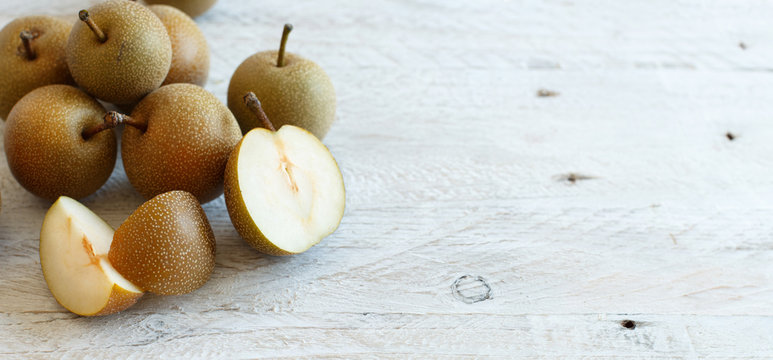 Nashi Pears on wood