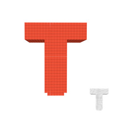 3d pixelated capital letter T. Vector illustration.