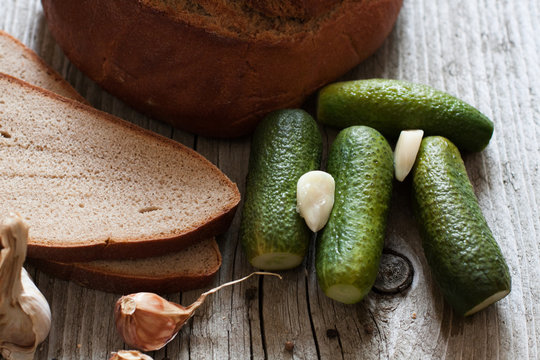 black bread and cucumbers