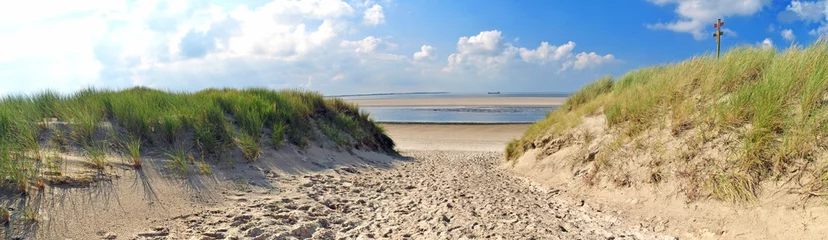 Fotobehang Noordzee, strand op Langenoog: duinen, zee, ontspanning, rust, recreatie :) © doris oberfrank-list