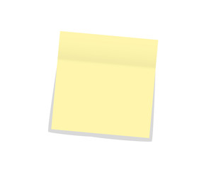 Yellow office paper sticker with shadow isolated on white. Vector illustration