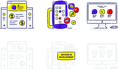  Basic business, internet web interface linear concepts, vector thin line icons set. Modern line graphic design for website, web design, infographics. Background vector outline icons set.