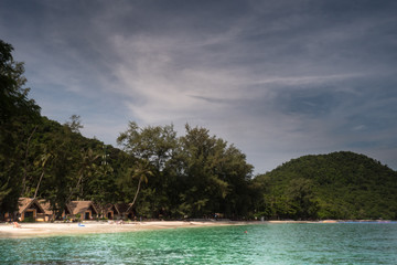 Beautiful views of the island of Ko HE in Thailand in the dawn and dusk hours. Andaman Sea