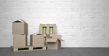 card boxes on pallet
