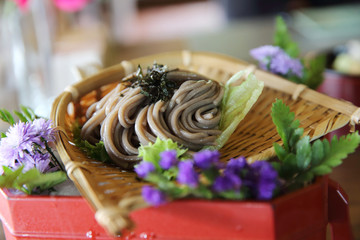 Soba noodle , Cold soba noodle japanese sauce , Japanese food