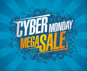 Cyber monday mega sale, clearance discounts poster