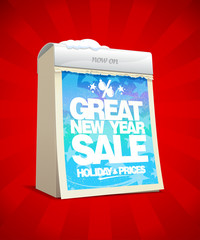 Great new year sale poster design with tear-off calendar