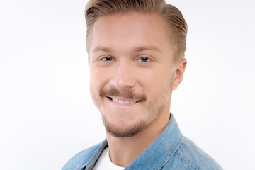 Portrait of fair-haired man with moustache and beard