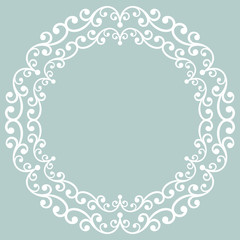 Elegant round white ornament in classic style. Abstract traditional pattern with oriental elements, Classic vintage pattern