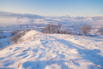 Beautiful winter mountain snowy alpine landscape