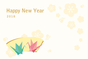 2018年賀状　折り鶴