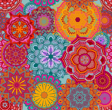Seamless background pattern with mandalas, eps10 vector