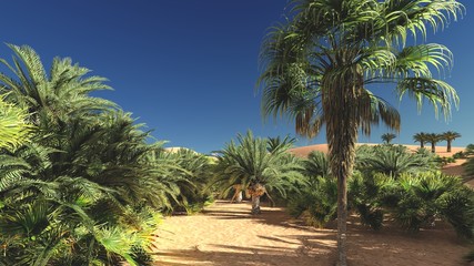 Obraz premium Awesome sight on Sahara desert at sunset 3d rendering