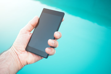 Mobile phone in lifestyle communication and technology concept